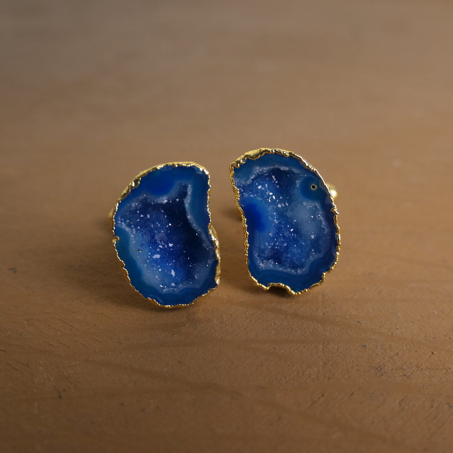 Blue Drusy Stone Cufflinks in 22ct Gold