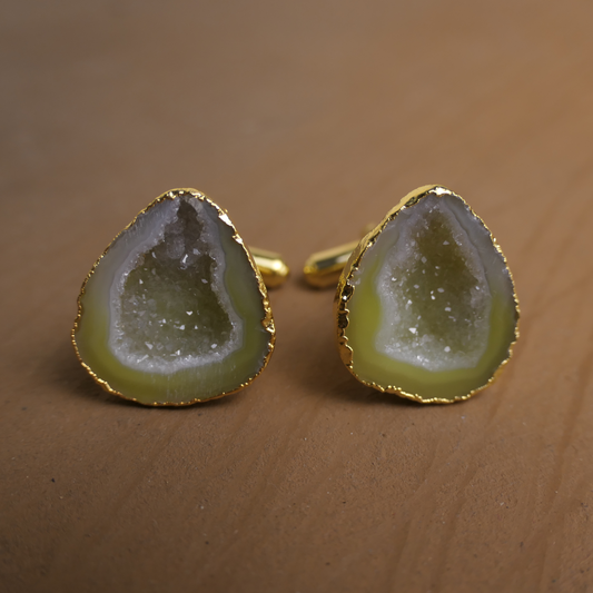 Yellow Drusy Stone Cufflinks in 22ct Gold